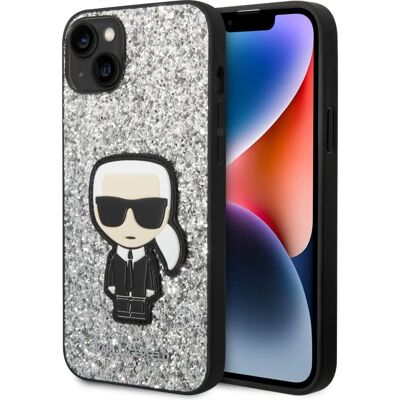 Karl Lagerfeld iPhone 14 Plus Glitter Hülle - Silber Karl Lagerfeld iPhone 14 Plus Glitter Hülle - Silber