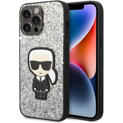 Karl Lagerfeld iPhone 14 Pro Max Glitzer Hülle - Silber Karl Lagerfeld iPhone 14 Pro Max Glitzer Hülle - Silber