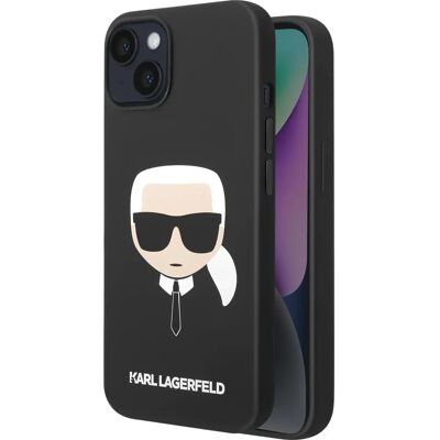 Karl Lagerfeld iPhone 14 Plus Schwarze Silikon Kopf Hülle Karl Lagerfeld iPhone 14 Plus Schwarze Silikon Kopf Hülle