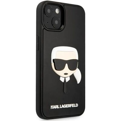 Karl Lagerfeld iPhone 14 Plus 3D Gummi Kopf Hülle - Schwarz Karl Lagerfeld iPhone 14 Plus 3D Gummi Kopf Hülle - Schwarz