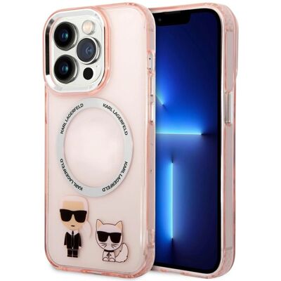 Coque MagSafe en aluminium Karl Lagerfeld Karl&Choupette pour iPhone 14 Pro Rose Coque MagSafe en aluminium Karl Lagerfeld Karl&Choupette pour iPhone 14 Pro Rose