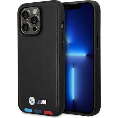 Coque BMW en cuir avec estampage tricolore et MagSafe pour iPhone 14 Pro Coque BMW en cuir avec estampage tricolore et MagSafe pour iPhone 14 Pro