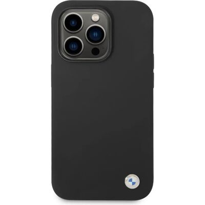 BMW iPhone 14 Pro Logo Métal Silicone Noir - Coque BMW iPhone 14 Pro Logo Métal Silicone Noir - Coque