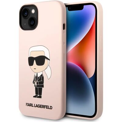 Růžový kryt z tekutého silikonu Karl Lagerfeld pro iPhone 14 Plus Růžový kryt z tekutého silikonu Karl Lagerfeld pro iPhone 14 Plus