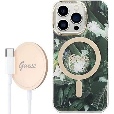 Guess Jungle Green MagSafe Set für iPhone 14 Pro - Hülle & Ladegerät Guess Jungle Green MagSafe Set für iPhone 14 Pro - Hülle & Ladegerät