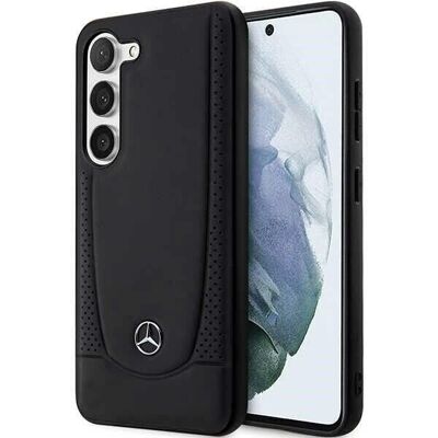 Mercedes S23+ Leather Phone Case - Raised Edge - Black Mercedes S23+ Leather Phone Case - Raised Edge - Black