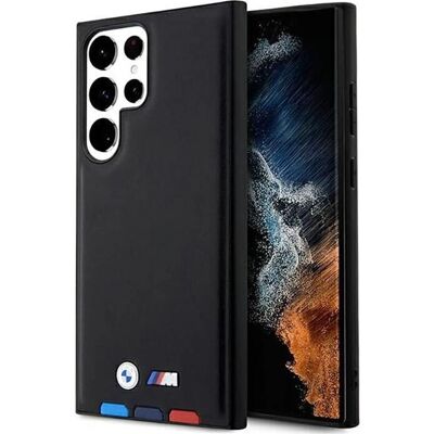 Coque BMW en cuir estampé tricolore pour Galaxy S23 Ultra Coque BMW en cuir estampé tricolore pour Galaxy S23 Ultra