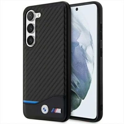 Coque BMW Cuir Carbone Ligne Bleue S23+ - Housse Smartphone Coque BMW Cuir Carbone Ligne Bleue S23+ - Housse Smartphone