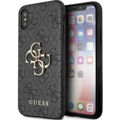 Guess iPhone X/XS Graue Hartschale - 4G Großes Metall-Logo Guess iPhone X/XS Graue Hartschale - 4G Großes Metall-Logo