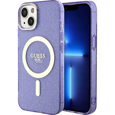 Coque Guess iPhone 14 Plus Glitter Gold MagSafe - Violet Coque Guess iPhone 14 Plus Glitter Gold MagSafe - Violet