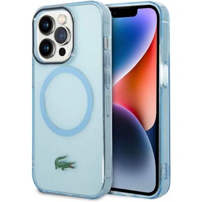 Étui MagSafe Lacoste pour iPhone 15 Pro Max - Bleu - Publicité Étui MagSafe Lacoste pour iPhone 15 Pro Max - Bleu - Publicité