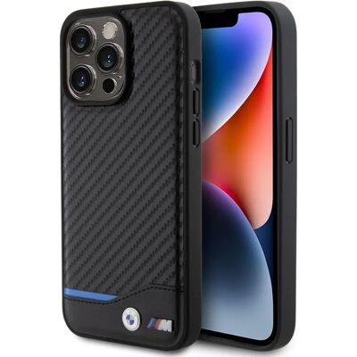 Étui en Cuir Carbone Noir pour iPhone 15 Plus - BMW Étui en Cuir Carbone Noir pour iPhone 15 Plus - BMW