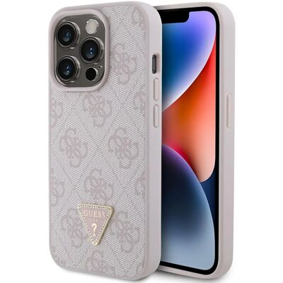 Guess iPhone 15 Pro Hoesje - Triangle Strass 4G Roze Elegant Guess iPhone 15 Pro Hoesje - Triangle Strass 4G Roze Elegant