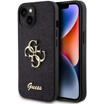 Coque Guess pour iPhone 15 avec Logo et Glitter - Noir Coque Guess pour iPhone 15 avec Logo et Glitter - Noir