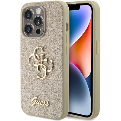 Guess iPhone 15 Pro Glitter Script 6,1" Geel Case Guess iPhone 15 Pro Glitter Script 6,1" Geel Case