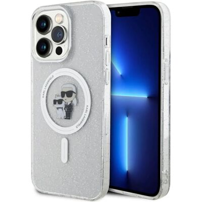 Karl Lagerfeld Transparenter Glitter MagSafe Hülle für iPhone 15 Pro Karl Lagerfeld Transparenter Glitter MagSafe Hülle für iPhone 15 Pro