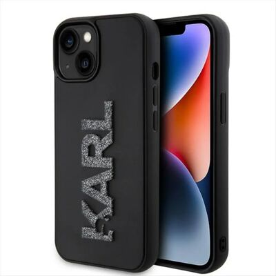 Coque iPhone 15 Karl Lagerfeld - Logo Pailleté, Noir Coque iPhone 15 Karl Lagerfeld - Logo Pailleté, Noir