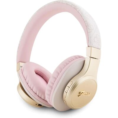 Casque sans fil Guess en cuir avec logo en métal - 32h, ANC, rose Casque sans fil Guess en cuir avec logo en métal - 32h, ANC, rose