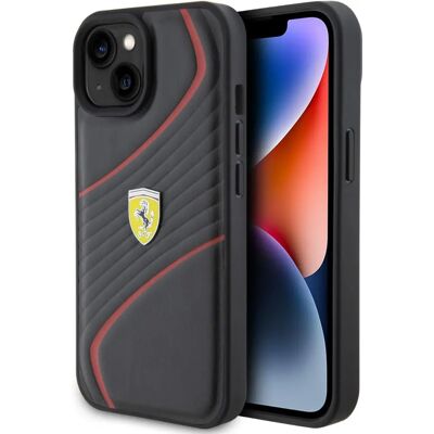 Ferrari iPhone 15 Hartschale - Twist Metal Logo - Schwarz Ferrari iPhone 15 Hartschale - Twist Metal Logo - Schwarz