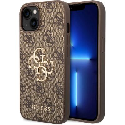 Guess iPhone 15 Hülle - Braun, Präzise Aussparungen, Hochgezogene Kanten Guess iPhone 15 Hülle - Braun, Präzise Aussparungen, Hochgezogene Kanten