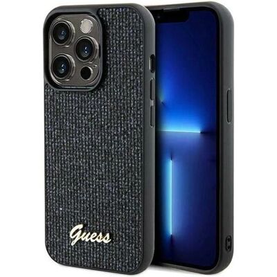Musta Guess iPhone 14 Pro Kova - Disco Metal Script Musta Guess iPhone 14 Pro Kova - Disco Metal Script