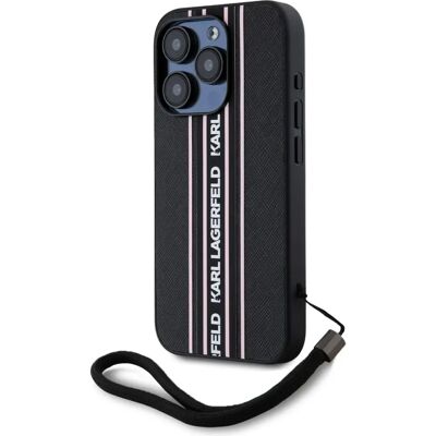 Étui Karl Lagerfeld Rose pour iPhone 15 Pro Max - PU Saffiano Athleisure Stripe Étui Karl Lagerfeld Rose pour iPhone 15 Pro Max - PU Saffiano Athleisure Stripe