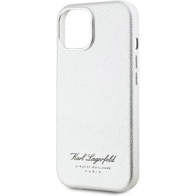 Coque en Cuir Gris pour iPhone 15 Karl Lagerfeld Coque en Cuir Gris pour iPhone 15 Karl Lagerfeld