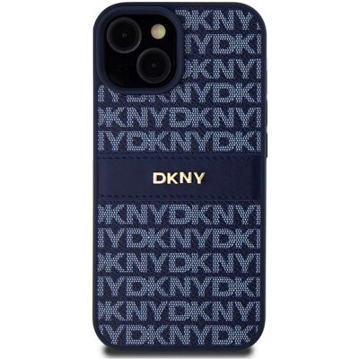 Custodia in pelle blu DKNY con strisce monocromatiche per iPhone Custodia in pelle blu DKNY con strisce monocromatiche per iPhone