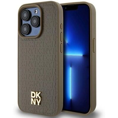DKNY Leder Monogramm Muster iPhone 15 Pro Hülle - Braun DKNY Leder Monogramm Muster iPhone 15 Pro Hülle - Braun