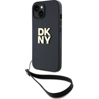 DKNY Schwarze iPhone 14/15/13 Hülle mit Logo & Handgelenkband DKNY Schwarze iPhone 14/15/13 Hülle mit Logo & Handgelenkband