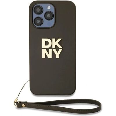 Coque DKNY pour iPhone 14 Pro marron avec logo et bracelet de poignet - Publicité Coque DKNY pour iPhone 14 Pro marron avec logo et bracelet de poignet - Publicité