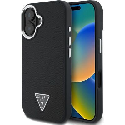 Guess iPhone 16 Hardcase - Zwart met Driehoekpatroon - Telefoonhoesje Guess iPhone 16 Hardcase - Zwart met Driehoekpatroon - Telefoonhoesje