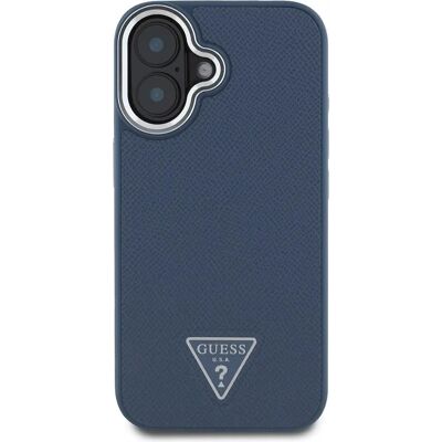 Guess iPhone 16 Blau Gegrainde Driehoek Logo Hoes Guess iPhone 16 Blau Gegrainde Driehoek Logo Hoes
