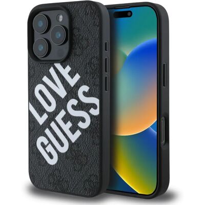 Kožené pouzdro Guess pro iPhone 16 Pro - MagSafe, Černé Kožené pouzdro Guess pro iPhone 16 Pro - MagSafe, Černé