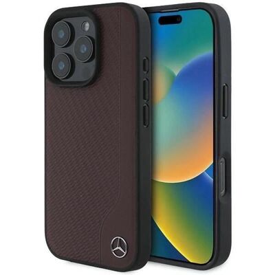 Mercedes iPhone 16 Pro Hartschale - Rot, Imitat-Leder, MagSafe Mercedes iPhone 16 Pro Hartschale - Rot, Imitat-Leder, MagSafe