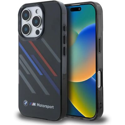 Coque rigide BMW iPhone 16 Pro Max Motorsport Rayures IML Noire Coque rigide BMW iPhone 16 Pro Max Motorsport Rayures IML Noire
