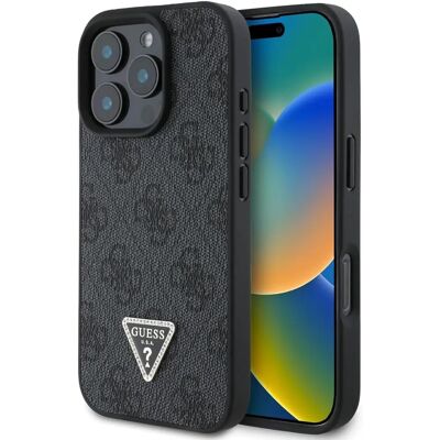 Guess iPhone 16 Pro Max Leder Triangle Strass MagSafe Hülle Guess iPhone 16 Pro Max Leder Triangle Strass MagSafe Hülle