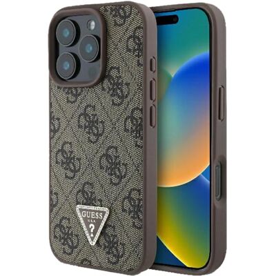 Guess læderhardcase til iPhone 16 Pro - Trekant Strass MagSafe Guess læderhardcase til iPhone 16 Pro - Trekant Strass MagSafe