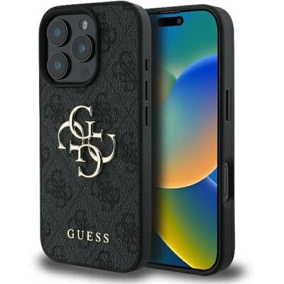 Guess Donkergrijs iPhone 16 Pro Hoes - 4G Logo Bescherming Guess Donkergrijs iPhone 16 Pro Hoes - 4G Logo Bescherming