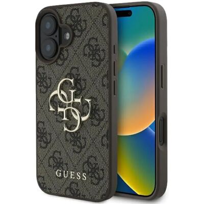 Guess iPhone 16 Bruin Hardcase 4G Groot Logo - Telefoonhoesje Guess iPhone 16 Bruin Hardcase 4G Groot Logo - Telefoonhoesje