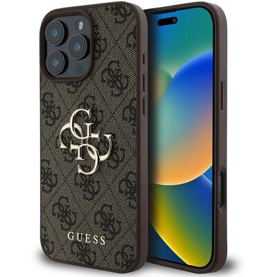 Guess Hard Case voor iPhone 16 Pro Bruin met Logo - Telefoonhoesje Guess Hard Case voor iPhone 16 Pro Bruin met Logo - Telefoonhoesje