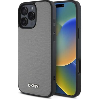 DKNY pouzdro pro iPhone 16 Pro Cinzento s logem - Kryt DKNY pouzdro pro iPhone 16 Pro Cinzento s logem - Kryt