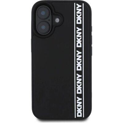 Coque DKNY pour iPhone 16 - Édition caoutchouc 3D noir Coque DKNY pour iPhone 16 - Édition caoutchouc 3D noir