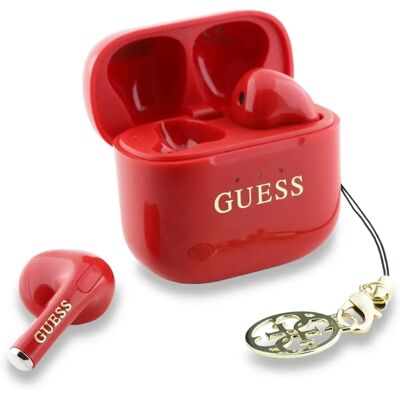 Guess Glossy Effect Gedrucktes Klassisches Logo & Charm Rote TWS Kopfhörer Guess Glossy Effect Gedrucktes Klassisches Logo & Charm Rote TWS Kopfhörer