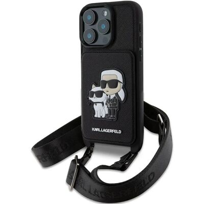 Karl Lagerfeld Iphone 16 Pro Saffiano Přes Rameno - pouzdro Karl Lagerfeld Iphone 16 Pro Saffiano Přes Rameno - pouzdro