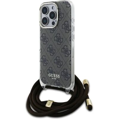 Guess GUHCP16LHC4SEW - Coque croisée marron pour iPhone 16 Pro 6.3" Guess GUHCP16LHC4SEW - Coque croisée marron pour iPhone 16 Pro 6.3"