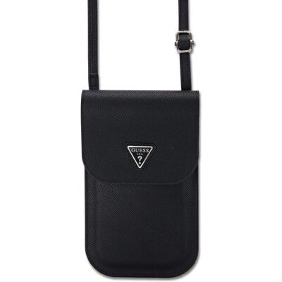 Guess PU Grained Dreieckiges Logo Telefonhülle - Universell Schwarz Guess PU Grained Dreieckiges Logo Telefonhülle - Universell Schwarz