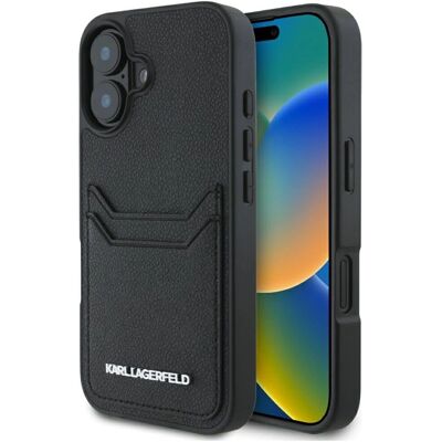 Karl Lagerfeld Iphone 16 Hülle - Texturiertes Leder, Kartenfach, Schlank Karl Lagerfeld Iphone 16 Hülle - Texturiertes Leder, Kartenfach, Schlank