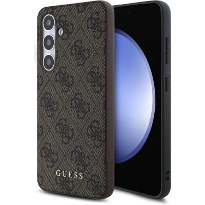Funda dura de lujo Guess S24 FE S721 con logo dorado marrón Funda dura de lujo Guess S24 FE S721 con logo dorado marrón