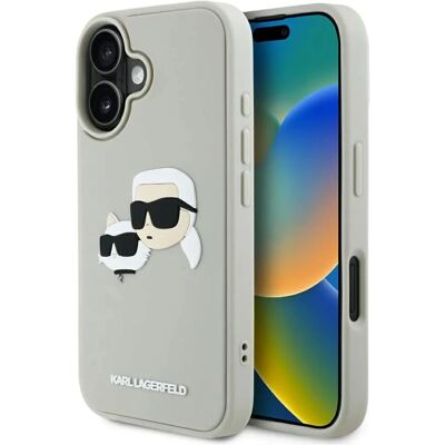 Karl Lagerfeld iPhone 16 Hülle - Doppelkopf 3D Gummi Karl Lagerfeld iPhone 16 Hülle - Doppelkopf 3D Gummi